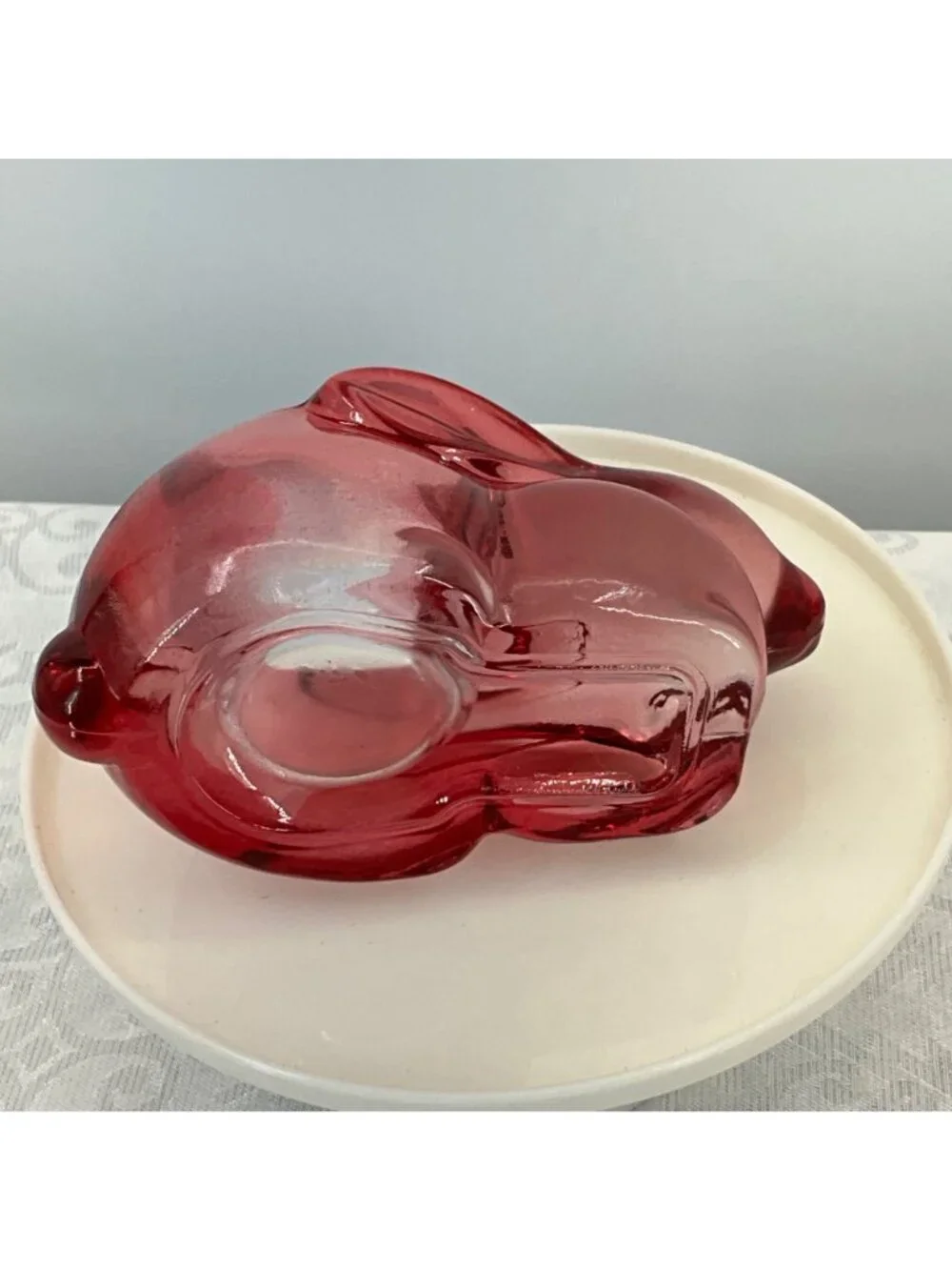 Indiana Glass Rabbit-Shaped Votive Candle Holder Pink